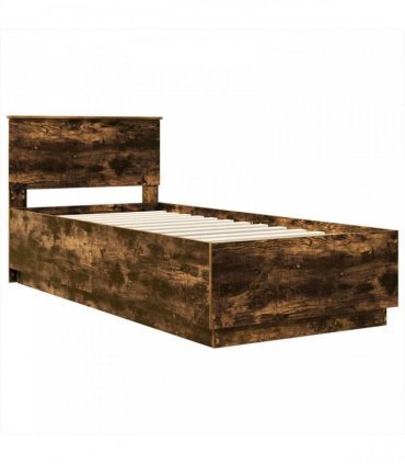 vidaXL Bed Frame with Headboard Smoked Oak 70 x 190 cm Engineered Wood