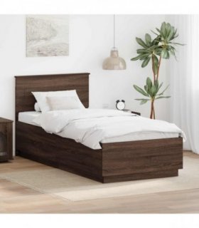 vidaXL Bed Frame with Headboard Brown Oak 70 x 190 cm Engineered Wood