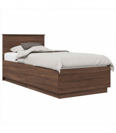 vidaXL Bed Frame with Headboard Brown Oak 70 x 190 cm Engineered Wood
