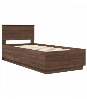 vidaXL Bed Frame with Headboard Brown Oak 70 x 190 cm Engineered Wood