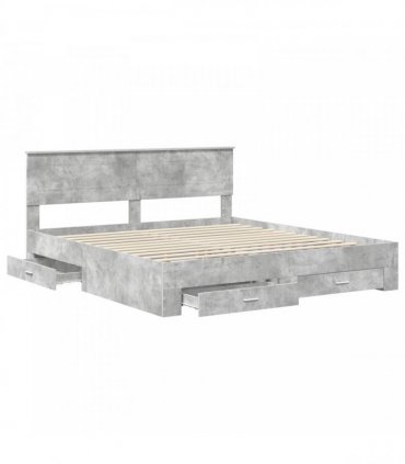 vidaXL Bed Frame Concrete Grey 200 x 200 cm Engineered Wood