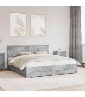 vidaXL Bed Frame Concrete Grey 180 x 200 cm Engineered Wood