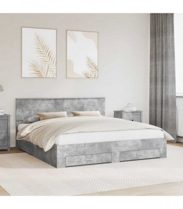 vidaXL Bed Frame Concrete Grey 180 x 200 cm Engineered Wood