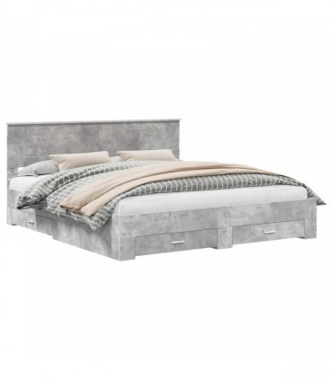 vidaXL Bed Frame Concrete Grey 180 x 200 cm Engineered Wood