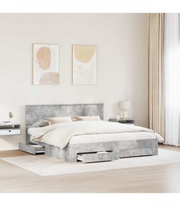 vidaXL Bed Frame Concrete Grey 180 x 200 cm Engineered Wood