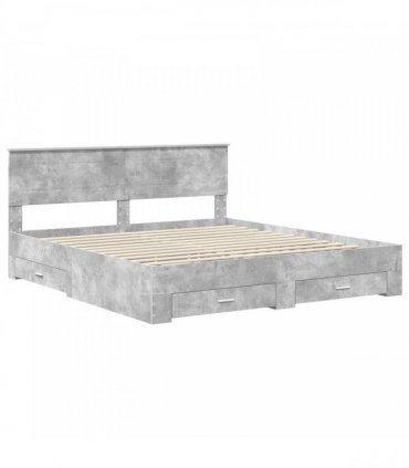 vidaXL Bed Frame Concrete Grey 180 x 200 cm Engineered Wood