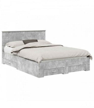vidaXL Bed Frame Concrete Grey 160 x 200 cm Engineered Wood