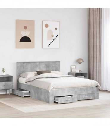 vidaXL Bed Frame Concrete Grey 160 x 200 cm Engineered Wood
