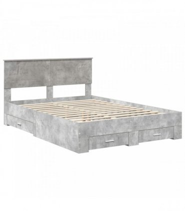 vidaXL Bed Frame Concrete Grey 160 x 200 cm Engineered Wood