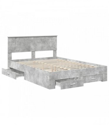 vidaXL Bed Frame Concrete Grey 160 x 200 cm Engineered Wood