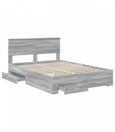 vidaXL Bed Frame Grey Sonoma 160 x 200 cm Engineered Wood