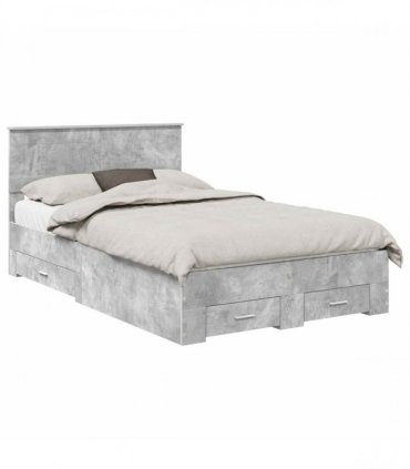 vidaXL Bed Frame Concrete Grey 135 x 190 cm Engineered Wood