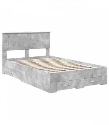 vidaXL Bed Frame Concrete Grey 135 x 190 cm Engineered Wood