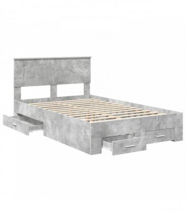 vidaXL Bed Frame Concrete Grey 135 x 190 cm Engineered Wood
