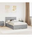 vidaXL Bed Frame Grey Sonoma 135 x 190 cm Engineered Wood
