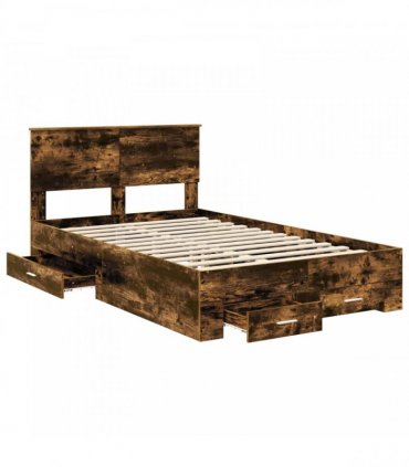 vidaXL Bed Frame Smoked Oak 120 x 190 cm Engineered Wood