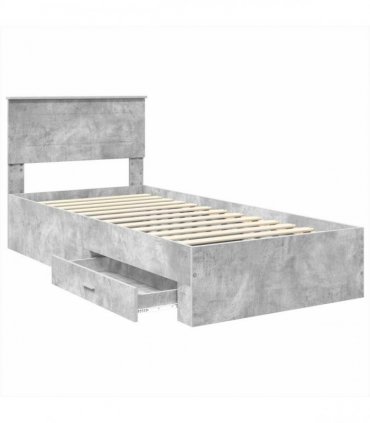 vidaXL Bed Frame Concrete Grey 100 x 200 cm Engineered Wood