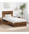 vidaXL Bed Frame with Drawer Old Wood 90 x 200 cm Engineered Wood
