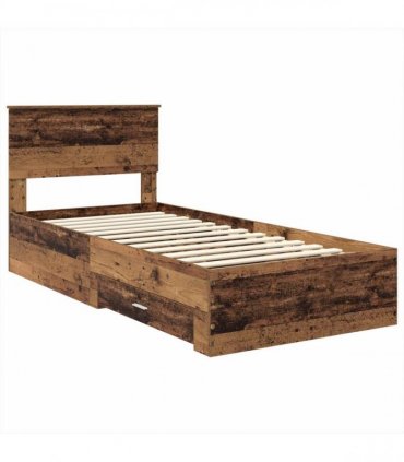 vidaXL Bed Frame with Drawer Old Wood 90 x 200 cm Engineered Wood