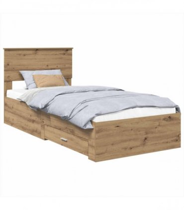 vidaXL Bed Frame with Drawer Artisan Oak 90 x 200 cm Engineered Wood