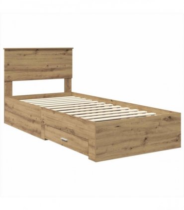 vidaXL Bed Frame with Drawer Artisan Oak 90 x 200 cm Engineered Wood