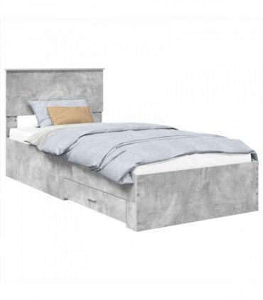 vidaXL Bed Frame Concrete Grey and Silver 75 x 190 cm Engineered Wood