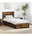 vidaXL Bed Frame Smoked Oak and Silver 75 x 190 cm Engineered Wood