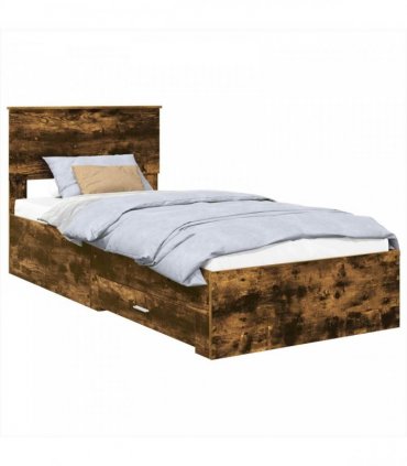 vidaXL Bed Frame Smoked Oak and Silver 75 x 190 cm Engineered Wood