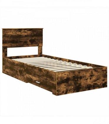 vidaXL Bed Frame Smoked Oak and Silver 75 x 190 cm Engineered Wood