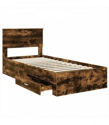 vidaXL Bed Frame Smoked Oak and Silver 75 x 190 cm Engineered Wood