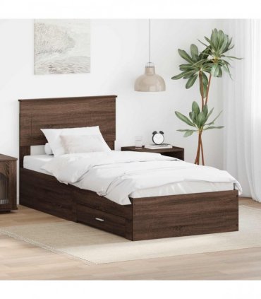 vidaXL Bed Frame Brown Oak and Silver 75 x 190 cm Engineered Wood