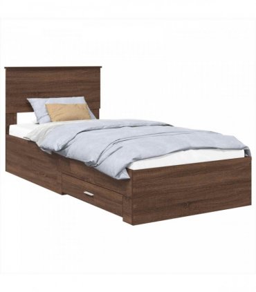 vidaXL Bed Frame Brown Oak and Silver 75 x 190 cm Engineered Wood