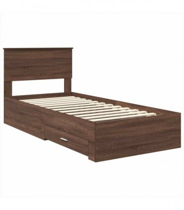 vidaXL Bed Frame Brown Oak and Silver 75 x 190 cm Engineered Wood