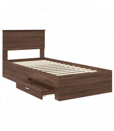 vidaXL Bed Frame Brown Oak and Silver 75 x 190 cm Engineered Wood
