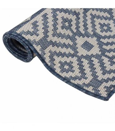 vidaXL Outdoor Flatweave Rug 80x150 cm Blue Stripes