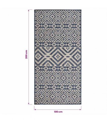 vidaXL Outdoor Flatweave Rug 100x200 cm Blue Stripes
