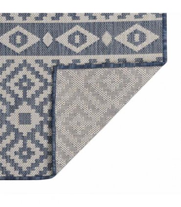 vidaXL Outdoor Flatweave Rug 120x170 cm Blue Stripes