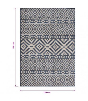 vidaXL Outdoor Flatweave Rug 120x170 cm Blue Stripes