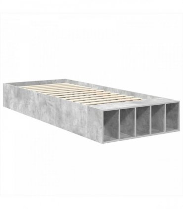 vidaXL Bed Frame with Shelf Concrete Grey 90 x 200 cm Engineered Wood