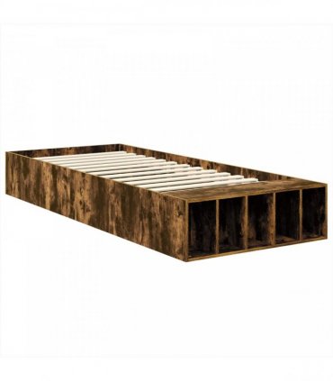 vidaXL Bed Frame with Shelf Smoked Oak 100 x 200 cm Engineered Wood