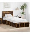 vidaXL Bed Frame with Shelf Smoked Oak 75 x 190 cm Engineered Wood