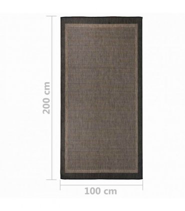 vidaXL Outdoor Flatweave Rug 100x200 cm Dark Brown