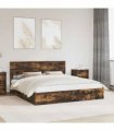 vidaXL Storage Bed with Drawer Smoked Oak 180 x 200 cm Engineered Wood