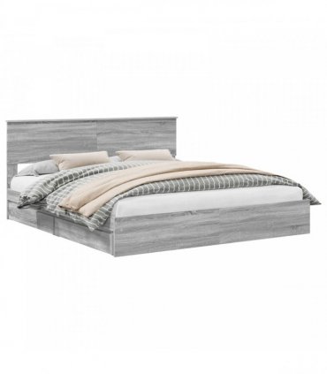vidaXL Storage Bed Adjustable Grey Sonoma 180 x 200 cm Engineered Wood