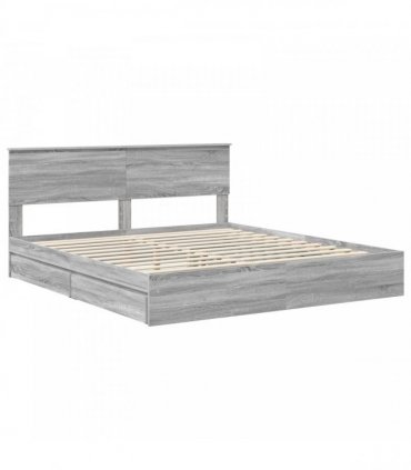 vidaXL Storage Bed Adjustable Grey Sonoma 180 x 200 cm Engineered Wood