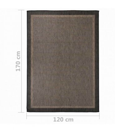 vidaXL Outdoor Flatweave Rug 120x170 cm Dark Brown