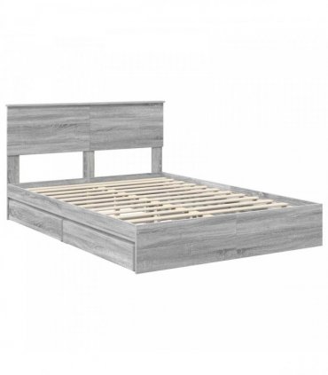vidaXL Storage Bed Adjustable Grey Sonoma 160 x 200 cm Engineered Wood