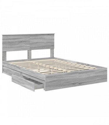 vidaXL Storage Bed Adjustable Grey Sonoma 160 x 200 cm Engineered Wood