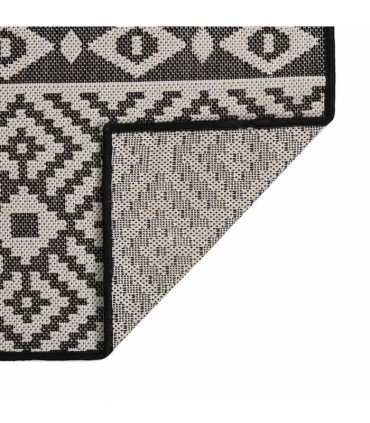 vidaXL Outdoor Flatweave Rug 80x150 cm Black Stripes