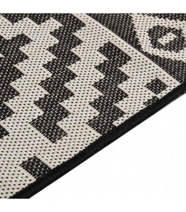 vidaXL Outdoor Flatweave Rug 80x150 cm Black Stripes
